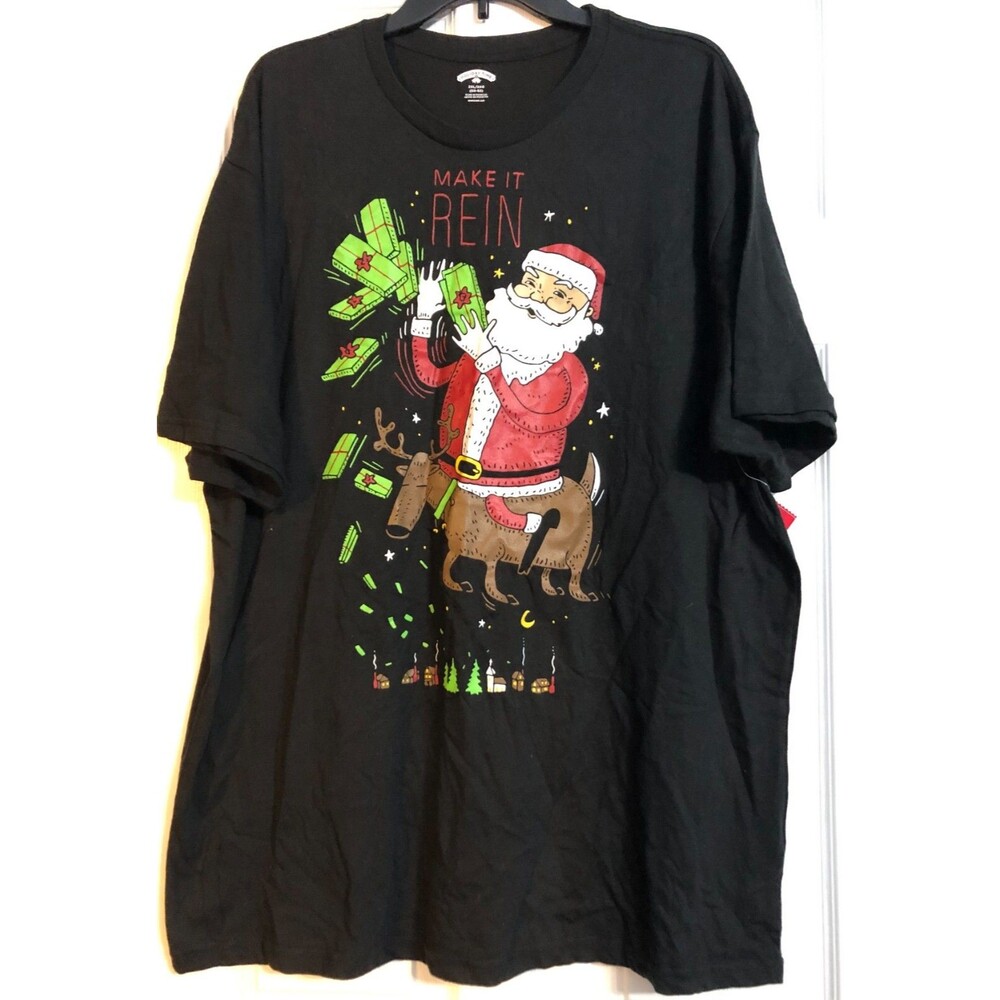 Men's Christmas Make it Rein T-Shirt Size 2XL (50-52) NWT B3